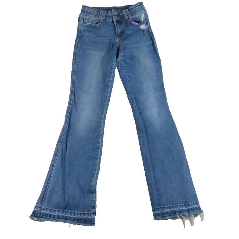 Flying Monkey High Rise Bootcut Jeans‎ Women 26 Distressed Frayed Hem Blue Denim